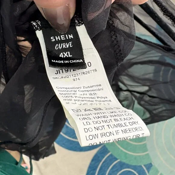 Shein Curve Unity Plus Black Mesh Pink Sequin Tunic Top Sheer 4X - Picture 8 of 11